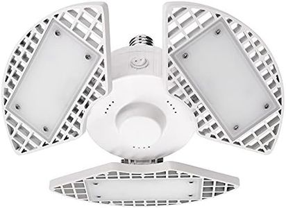 LUXRITE LED Garage Lights - 80W, 8000 Lumens, 3 Panel Bright White, Adjustable, Damp Rated, ETL Listed