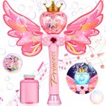 Aooess Bubble Wands Toys for Girls 4-6: Princess Wands for Little Girls Light Up Bubble Wand Toys for Kids Ages 2-4 Bubble Party Favors for Kids Toys for 3 4 5 6 7 8 Year Old Girls