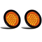 Allpartssource 4" LED Round Tail Stop Lamp Light Suitable for Trailer Trucks Rubber Ring (Amber)