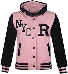 A2Z 4 Kids Enfants Unisexe Filles Garçons Baseball FOX NYC - B.B Jacket Light Pink Fox Style 9-10