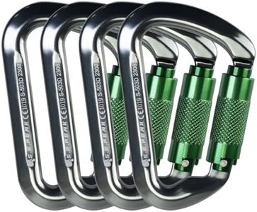 SEPEAK UIAA 30kN Locking Climbing Carabiner, Professional Heavy Duty Twist Clip for Outdoor Climbing, Mountaineering, Rappelling, Camping, Hiking, Swing, Large D Carabiner Hook/6744lb,4pc
