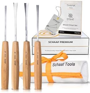 Schaaf Wood Carving Tools Professionally Hand Sharpened 4-Piece Detail Chisel Set | Fishtail Gouges to Reach into Spaces Other Chisels Can't | Sharp, Quality-Tested CR-V 60 Steel Blades