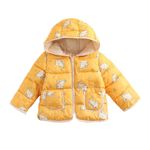 Bold N Elegant Girls Polka Dot Duck Print Winter Warm Quilted Bomber Hood Jacket Coat Puffer Jacket Coat for Infant Toddler Kids (4-5 Years, Yellow)