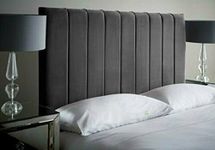 9panel plush velvet 30" Height Bed Headboard (5ft (kingsize, Grey)