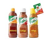 Tajin Authentic Seasoning Bundle - Clasico Lime (142g), Habanero (45g), and Chamoy Sauce (455ml) including To Go Sachet