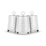 Tower T826207WHT Set of 3 Canisters, Stainless Steel, White