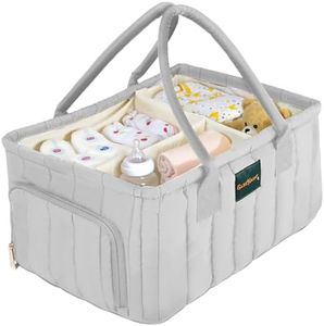 Eleghaunt Large Diaper Caddy Organizer with Handle – Baby Basket for Nursery, Car, and Changing Table – Portable Baby Storage with Compartments – Perfect for New Parents and Baby Shower Gifts (Gray)