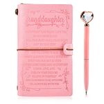 to My Granddaughter's Gift, Pink Leather Journal+Heart Diamond Pen Set, Refillable Notepads, Personalised Diary Notebook for Girls, Christmas Birthday Gifts for Granddaughter