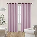 Deconovo Room Darkening Curtains Grommet Curtain Panels Thermal Insulated Blackout Curtains for Kids Room 55Wx84L Inch Light Pink 2 Panels