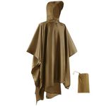 Opret Waterproof Rain Poncho Multifunctional, Lightweight Raincoat with Adjustable Hood for Adult Men and Women 3 in 1 Poncho for Outdoor Activities, Khaki