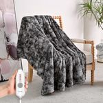 WOOMER [5 Year Warranty Electric Heated Throw Blanket 50"x 60", Reversible Super Cozy Faux Fur&Sherpa, Fast Heating,4 Heating Levels & 4H Auto Off, Machine Washable, Overheat Protection, Gift