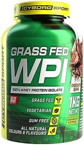 CYBORG SPORT - GRASS FED WPI Chocolate Shake 1kg: 100% Whey Protein Isolate - Vegetarian - Gum Free - All Natural Colours & Flavours - King of Proteins - Essential Amino Acids - Keto Friendly