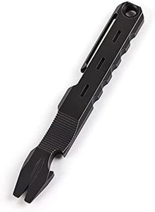 Hamans Titanium EDC Pry Bar with Nail Puller Bottle Opener Function with Pocket Clip EDC Tool (Black)