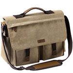 Messenger Bag for Men, VASCHY Vintage Water Resistant Waxed Canvas Satchel 15.6 inch Laptop Briefcase Shoulder Bag with Padded Shoulder Strap Camel