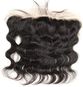 Grand Nature 18 Inch Transparent Lace Frontal Closure 13 x 4 Human Hair Body Wave Pre Plucked Ear To Ear Lace Frontals With Bangs Baby Hair Knots Can Be Bleached(18"-13X4, Light-brown Lace)