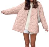 PRETTYGARDEN Women's Fall Fashion 2024 Quilted Bomber Jacket Casual Oversized Puffer Down Coat Outerwear (Light Pink,Large)