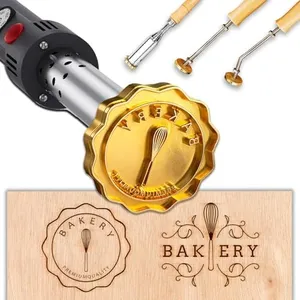 Custom Branding Iron for Wood Personalized Electric Logo Metal Branding Iron Durable Leather Iron Stamp Wedding Gift Handcrafted by Design for Meat Wood Paper Plastic-4"
