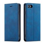 QLTYPRI Case for iPhone 7/8/SE 2020/SE 2022 5G, Premium PU Leather Cover TPU Bumper Card Holder Kickstand Hidden Magnetic Adsorption Flip Wallet Case Cover for iPhone SE 2022/SE 2020/8/7 - Blue