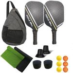 Pickleball Paddles, Carbon Fiber Pickleball Paddles Set of 2, Lightweight Pickleball Set with 3 Outdoor Pickleball & 3 Indoor Pickleball, Bag, Pickle Ball Paddle Set for Beginners & Pros