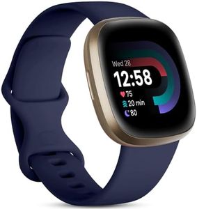 Ouwegaga Compatible with Fitbit Sense/Fitbit Sense 2/Fitbit Versa 4/Fitbit Versa 3 Bands for Women Men, Soft TPU Sport Waterproof Replacement Strap for Fitbit Smartwatch, Navy Blue Large