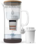 pH Restore Glass Alkaline Water Pitcher - Long Lasting Water Filter Pitcher with Multi-Stage Filtration System - Glass Water Ionizer Jug for High pH, Pure Drinking Water - 3.5 L / 118 Oz - White