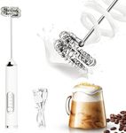 Electric Milk Frother Handheld White USB Rechargeable Drink Mixer, Detachable Milk Frother 3 Speeds Adjustable Foam Maker for Coffee, Lattes, Matcha, Hot Chocolate