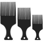 3 Sizes Afro Combs Set, Black Plastic Afro Hair Comb Hair Pick Comb Wide Tooth Comb Hairdressing Styling Tool for Natural Curly Hair Style