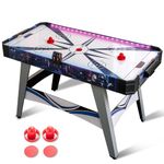 GYMAX Air Hockey Table, 54 Inch Arcade Style Air Hockey Game Table with LED Lights & Scoreboard, Powerful 12V Motor, 2 Pushers, 2 Pucks, for Kids & Adults, Home, Game Room and Office