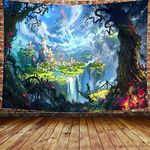 Awesocrafts Tapestry Wall Hanging Magic Castle Forest Psychedelic, Tapestries for Bedroom College Dorm Living Room Wall Decor Art (Castle, 51x59 inch)