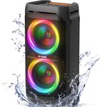 W-KING (220W Peak) 100W Party Bluetooth Speaker,Deep Bass/Massive 115dB/DSP,V5.3 Karaoke Outdoor Boombox,IPX6 Waterproof,Portable Haut Parleur,RGB Lights/Mic&Guitar in/EQ 24H for Home,Outdoor,Travel