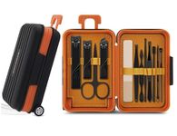 STAR WORK 12pcs Manicure Tool Set, Cuticle Nippers And Cutter Kit, Professional Nail Clippers Pedicure Kit, Nail Art Tools, Stainless Steel Grooming Kit For Travel (Black Orange)