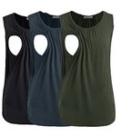 Smallshow Women's Maternity Nursing Tank Tops Sleeveless Breastfeeding Clothes 3-Pack Medium,Black-Dark Grey-Army Green