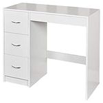 URBNLIVING 3 Drawer Wooden Bedroom Dressing Table (White Carcass + White Drawers)