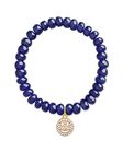 MINUTIAE Smiley Charm Stretch Cord Bracelet With Natural Blue Gemstones| Gold Charm Polish for Girls and Women