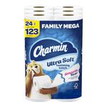 Charmin Ultra Soft Cushiony Touch Toilet Paper, 24 Family Mega Rolls (Equal to 123 Regular Rolls)