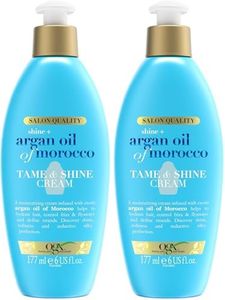 Ogx Flexible Control Shine + Hydrate Argan Oil Of Morocco Tame & Shine Cream For Frizzy Hair 177mL|hydrates hair, control fizz, flyaways & define strands (Pack of 2)