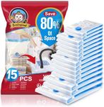 BoxLegend Vacuum Storage Bags 15 Pack Space Saving Bags Thicker Type 80mm 1XXL + 2XL+ 5L + 5M + 2S Double Zip Seal & Leak Valve Reusable for Clothes Comforters Bedding Pillow