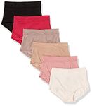 Warner's Women's Blissful Benefits Dig-Free Comfort Waistband Microfiber Brief 6-Pack Rs9046w, Mink/Sunset Blush/Toasted Almond/Black/Rosewater/Vivacious, S (Pack of 6)