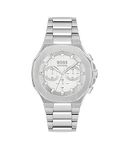 BOSS Chronograph Quartz Watch for Men Taper Collection with Silver Stainless Steel Bracelet - 1514087