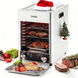 Newhai Electric Steak Broiler, 1700W Indoor Grill, Temp & Time Adjustable | 8-Tier Rack, 400-1450°F, 0-10min Timer, for Beef, Chicken & Veggies, Complete Accessories, 110V US