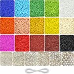 INDIKONB 18500 Pc - 21 in 1 Beads for Jewellery Making Materials and Pearl Moti Beads for Earring , Necklace , Bracelet Jewelry Making Set for Girls and Women ( includes Round Opaque Neon Small 11/0 2 mm Multicolour Glass Seed Beads - 15 Colors (approx. 15 gram or 1200-1500 beads each color) , Different Size Moti Pearls - 6 Sizes, Embroidery Work