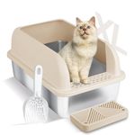 Chenove Extra Large Stainless Steel Cat Litter Box with High Wall Enclosed XL Cat Litter Box for Big & Multiple Cats Steel Litter Box with Lid, Easy Clean, Anti-Leakage, Non-Sticky