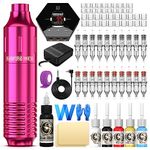 Wormhole Tattoo Kit Rotary Tattoo Machine Kit Tattoo Pen Kit with Power Supply 20 Tattoo Cartridge Needles 6 Tattoo Ink 40 Tattoo Ink Caps Complete Tattoo Gun Kit for Beginners Tattoo Artist