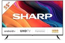 SHARP 4T-C55FL6KL2AB 55 Inch Smart TV 4K LED TV Unit with Google Assistant Hub, Freeview Play & Chromecast Device Built In, Android TV, UHD Frameless Television, 3x HDMI & 2x USB Bluetooth TV – Black