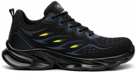 FLEXFORGE Men's Steel Toe Work Shoes Lightweight Breathable Non-Slip Safety Sneakers Puncture Resistant Midsole, Black (Adult, Men, 8.5, Digital, US Shoe System, Medium (Medium))