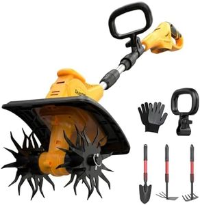 Cordless Tiller Cultivator for DEWALT 20V MAX Battery (Tool Only), Folding Design Easy Storage, Electric Rototiller with 40 Steel Tines 310RPM, 9.1In Tilling Width, 6.3In Depth Garden Tool