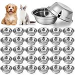 30 Pcs Stainless Steel Dog Bowls Bulk Small Metal Dog Food Water Bowl Replacement Dog and Cat Bowls Lightweight Pet Bowls 10 oz for Cage Kennel and Crate