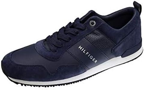 Tommy Hilfiger Men's Iconic Leather Suede Mix Runner Fm0fm00924 Sneakers, 8.5 UK, Blue Midnight, 11 US