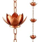 Oak Leaf Rain Chain Set, 8.5ft Copper Plated Rain Chain for Gutters with Adapter, Lotus Rain Chain Cups to Replace Gutter Downspout, Divert Water and Home Display, 12 Cups, Adjustable, Rose Gold