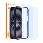 GLASS-M [2 Pack] Anti-Blue Light Screen Protector for iPhone 16 Plus, Blue Light Blocker Tempered Glass, Eye Protection Blue Light Blocking Anti Eye Dry, Easy Installation with Frame